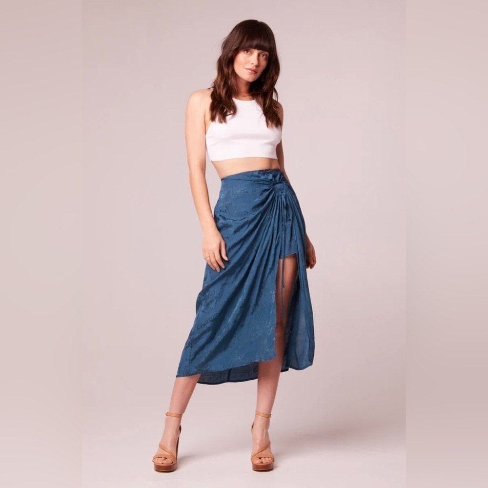 BOG Band of the Free CELENE DEEP TEAL LAYERED MIDI SKIRT NWT